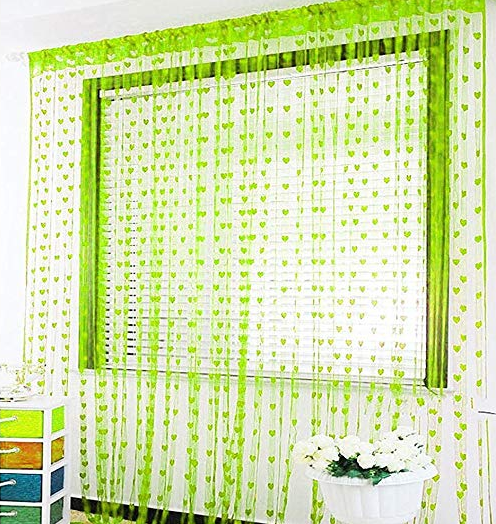 Handloom Hub Beautiful Heart 4 Piece Polyester Door Curtain Set - 6.5ft, Green