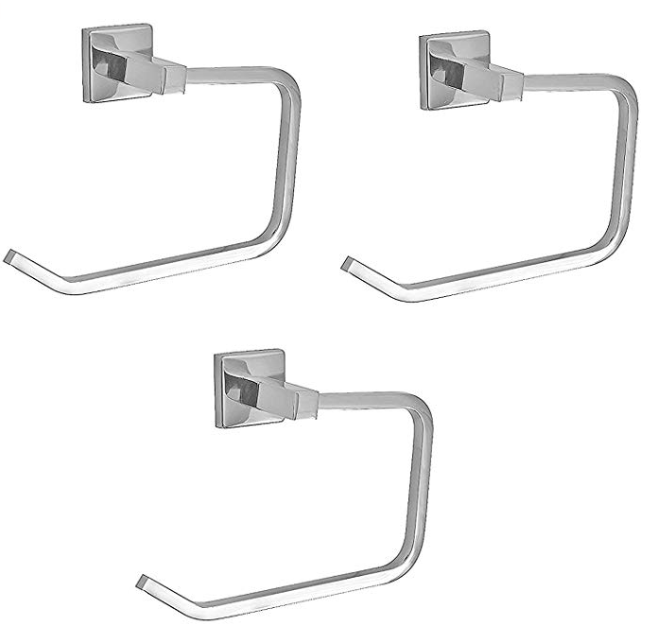 Klaxon Kristal 102 Stainless Steel Towel Ring (Silver, Pack of 3)