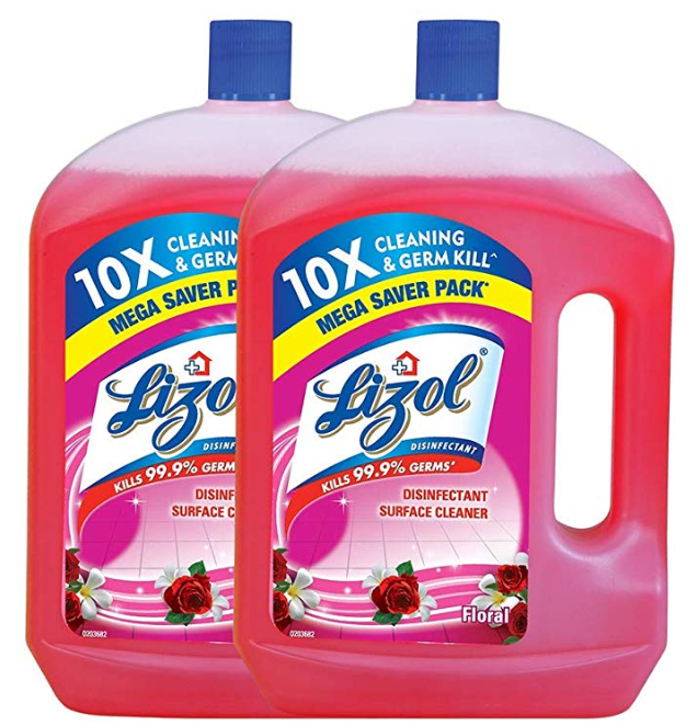 Lizol Disinfectant Surface Cleaner - 2 L (Pack of 2, Floral)