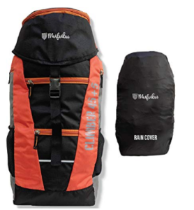 Mufubu Climber 45 + 5 LTR Rucksack Travel Backpack with Rain Cover (Black, Orange)