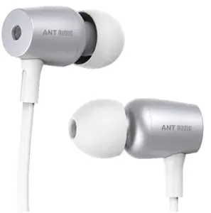 Ant Audio Thump 504 Wired Portable Hi-Fi Earphone with Mic (White and Silver)