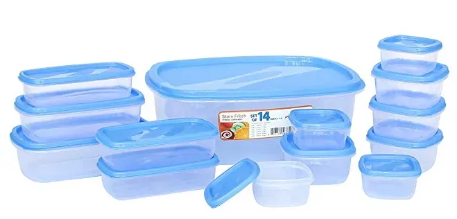 Princeware Store Fresh Plastic Container Set, 14-Pieces, Assorted