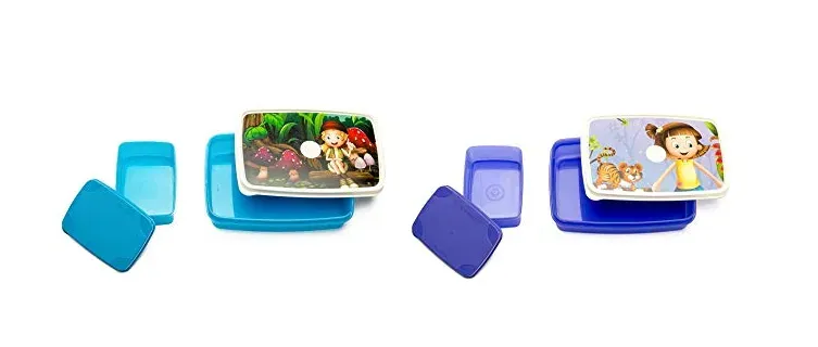 Signoraware Green Island and Dream Land Plastic Lunch Box Set