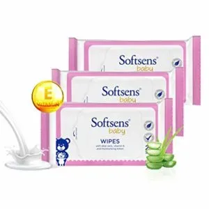 Softsens Baby Skin Care Wipes with Aloe Rs 92 amazon dealnloot