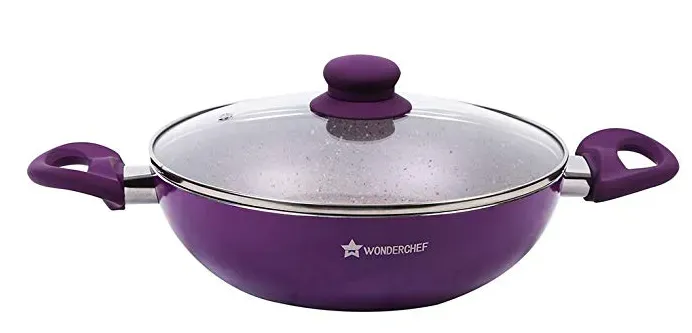 Wonderchef Royal Velvet Aluminium Wok with Lid, 3.2 Litres