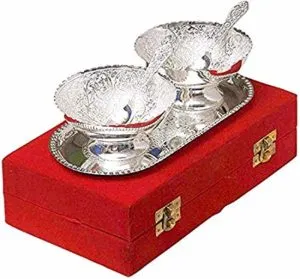 Angelic Brass Bowl with Plate and Spoon Rs 163 amazon dealnloot