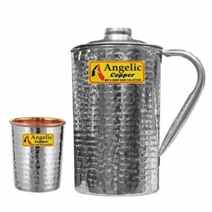 Angelic Copper Handmade Steel Jug with Glass Rs 417 amazon dealnloot