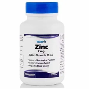 Healthvit Zinc Gluconate 50mg 60 Capsules Rs 299 amazon dealnloot