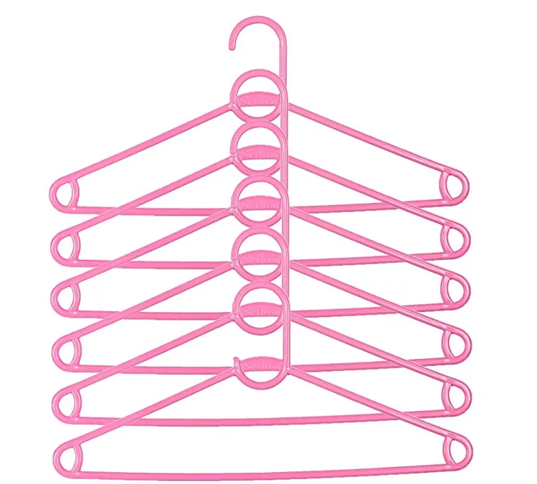 Kuber Industries Silky Hnager Plastic 6 Pieces Hanger Set