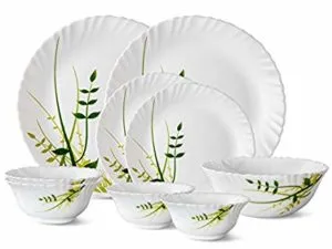 Larah by Borosil Green Herbs Glass Dinnerware Rs 699 amazon dealnloot
