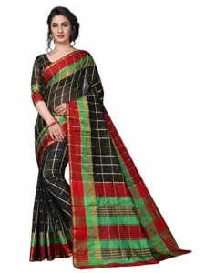 Perfectblue Women s Cotton Saree With Blouse Rs 199 amazon dealnloot
