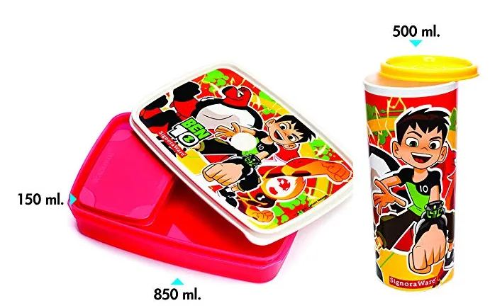 Signoraware Easy Lunch Box (Ben10 Orange) with Tumbler