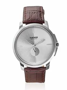 Teakwood Analog Silver Dial Wrist Watch for Rs 639 amazon dealnloot