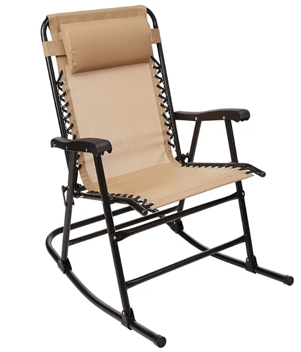 AmazonBasics Outdoor Patio Folding Chair with Manual Rocking, Beige