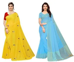 GoSriKi cotton with blouse piece Saree Pack Rs 187 amazon dealnloot