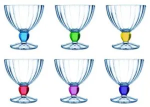 Luminarc Quadro Rainbow Glass Ice Cream Cup Set, 300ml, Set of 6, Multicolour