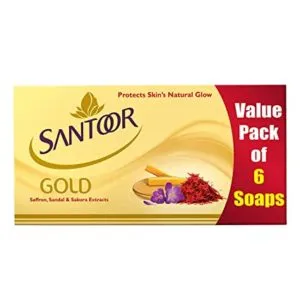 Santoor Gold Bar 125g Pack of 6 Rs 182 amazon dealnloot
