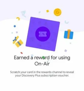 get a scratch card containing a voucher worth Rs 30% to 60% off Discovery Plus yearly subscription