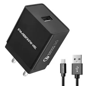 Ambrane AQC 56 3A Qualcomm Quick Charge Rs 399 amazon dealnloot