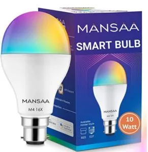Mansaa Smart Led Bulbs for Home Multi Color 10W Wi-Fi, Dimmable, Compatible with Google Home & Amazon Alexa Bulb (B22 Pin Holder Type Pack of 1) - M4 16x