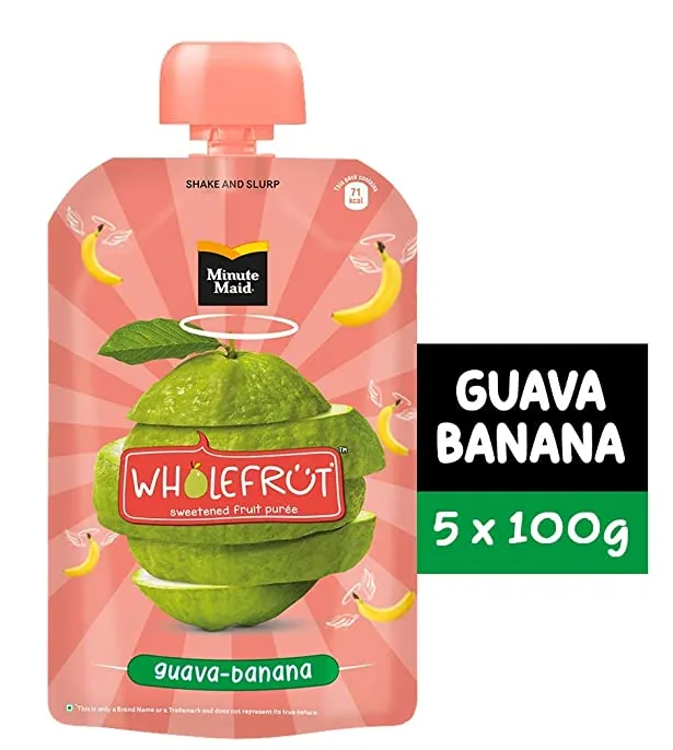 Minute Maid Wholefrüt Guava Banana Purée – Pack of 5 x 100 g