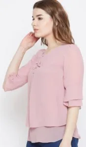 Pintuck Top with Flared Sleeves