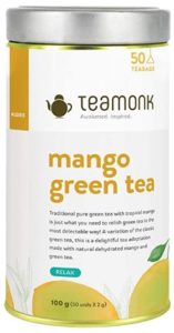 Teamonk Mango Green Tea, Long Leaf 50 Tea Bags, 100 g