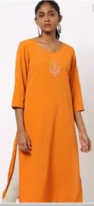 AVAASA MIX N' MATCH Straight Kurta with Floral Embroidery