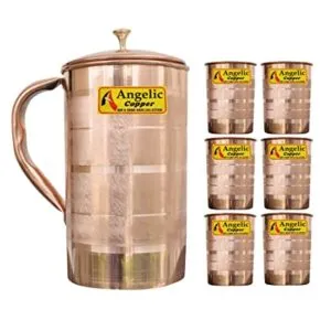 Angelic Copper Designer Jug with Glasses Set Rs 1187 amazon dealnloot