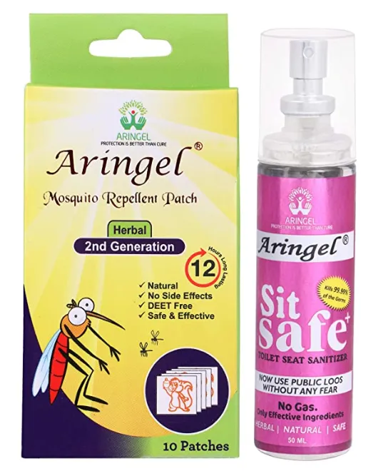 Aringel Mosquito Repellent Patch 2nd Gen (10 Pcs) + Sit Safe Toilet Seat Sanitizer (50 ml)