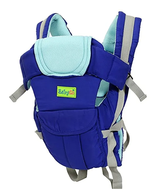 BabyGo Soft 4-in-1 Baby Carrier with Comfortable Head Support and Buckle Straps (Blue)
