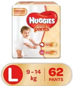 Huggies Ultra Soft Pants, Large Size Premium Diapers, 62 Counts