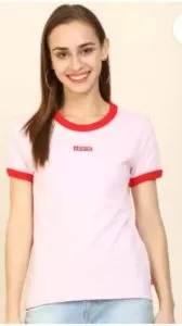 Levi's  Solid Women Round Neck Reversible Pink T-Shirt