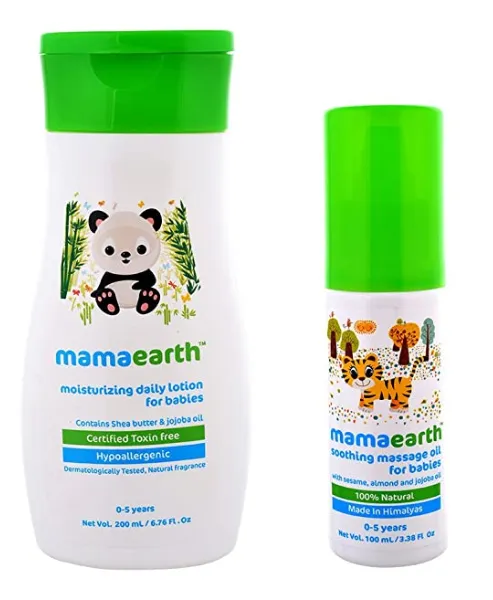 Mamaearth Baby Massage Oil with Daily Baby Moisturizing Lotion(100 & 200ml,(0-5 Yrs)