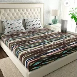 Trident 144 TC Cotton Double Abstract Bedsheet