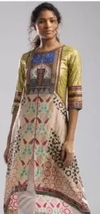 W Women Printed Polycotton High Low Kurta 