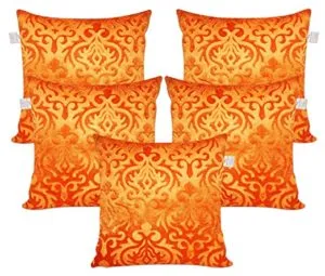 Zikrak Exim Floking Orange Cushion Covers 5 Rs 189 amazon dealnloot