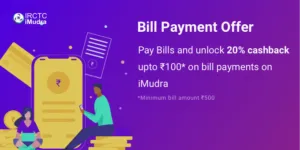 pay bills and unlock 20% cashback upto Rs. 100 on bill payments on iMudra