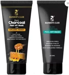 Barber's Club Charcoal Peel Off Mask & Charcoal Honey Peel Off Mask - Skin Detox, Skin Brightening, Antibacterial