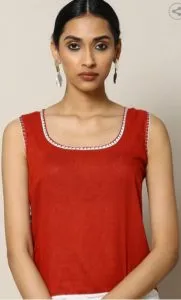 INDIE PICKS Cotton Mull Layered Sleeveless Top