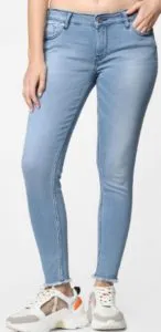 ONLY Women Blue Carmen Skinny Fit Mid-Rise Stretchable Clean Look Jeans