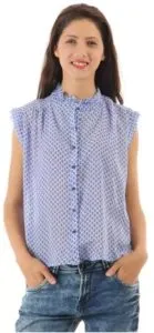 Pepe Jeans Casual Sleeveless Printed Women Blue Top