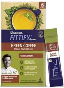 Saffola FITTIFY Gourmet Green Coffee Instant Beverage Mix for Weight Management – 30g 