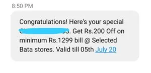Rs 200 off on a minimum purchase of Rs 1299 at selected Bata Stores