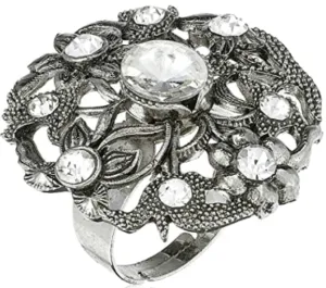 Zaveri Pearls Ring for Women (Silver)