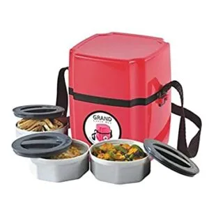Go Hooked 3 Containers Lunch Box RED Rs 332 amazon dealnloot