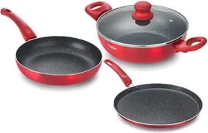 Prestige Metallica Induction Bottom Cookware Set Aluminium Rs 1299 flipkart dealnloot