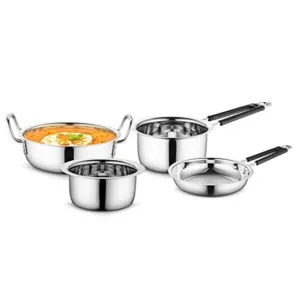 Profusion Stainless Steel Cookware 4 pcs Set Rs 1110 amazon dealnloot