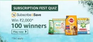 Amazon Subscription Fest Quiz Answers