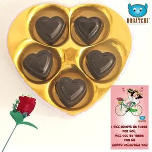 Bogatchi Chocolate Hearts 5Pcs Red Rose Greeting Rs 129 amazon dealnloot